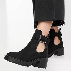 Cleated sole cut out boots